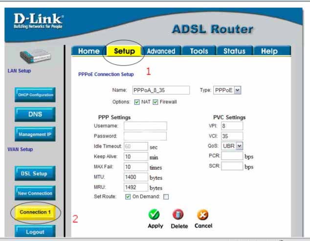 DLink 504T Home Page